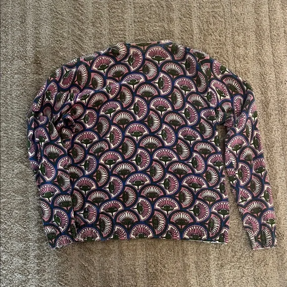 Boden Emilia Cotton Crewneck Lightweight Sweater Purple and Blue Pattern Small - Picture 10 of 10